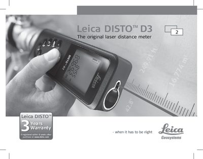 Leica DISTO D3 User Manual - cover page