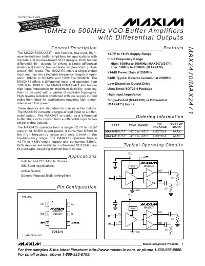 Maxim Integrated MAX2470/MAX2471 Datasheet - cover page