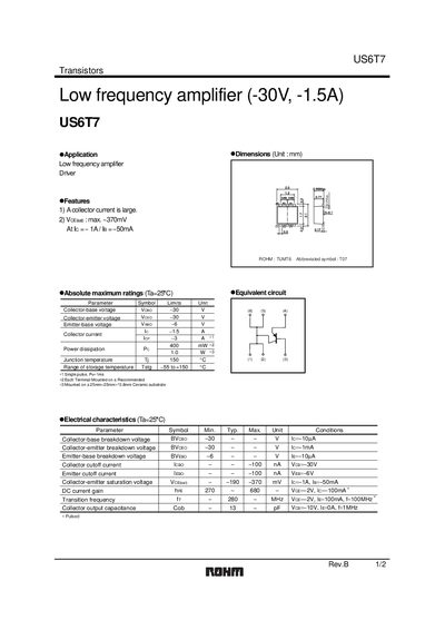 ROHM US6T7 Datasheet - cover page