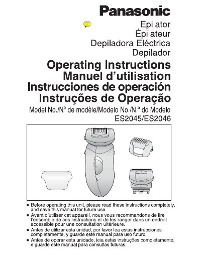 Panasonic ES2045/ES2046 Epilator Operating Instructions