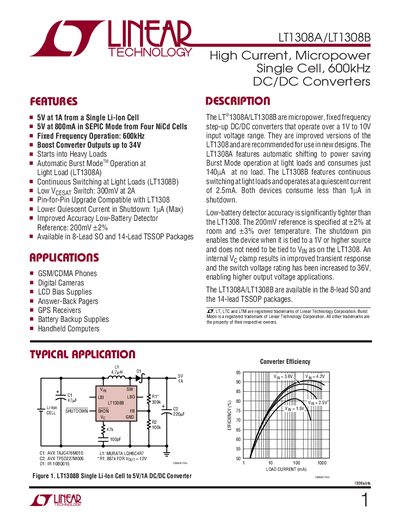 Linear Technology LT1308A/LT1308B Datasheet - cover page