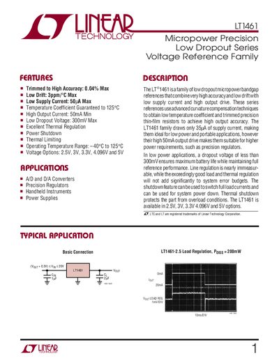 Linear Technology LT1461 Datasheet - cover page