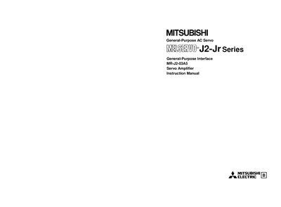 MITSUBISHI Motor MELSERVO-J2-JR series Manual - cover page