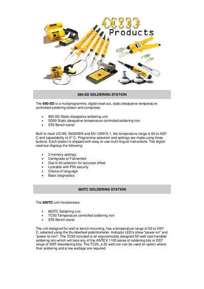 ANTEX 690-SD Soldering Station Product Leaflet - cover page