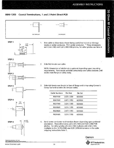 ITT BBAI-1203 Assembly Instructions