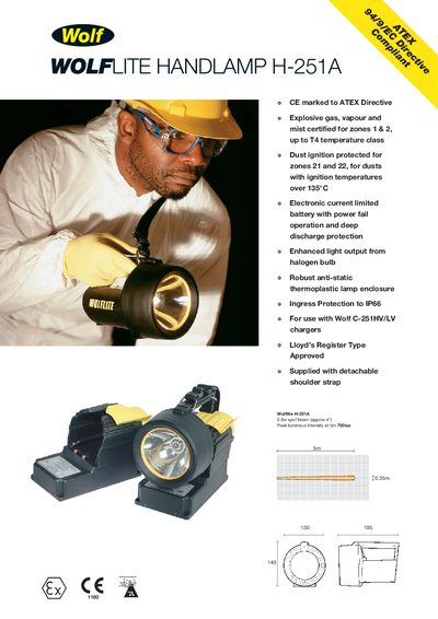 Wolf Wolflite Handlamp H-251A Product Data Sheet - cover page