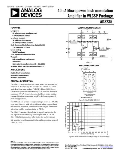 Analog Devices AD8235 Instrumentation Amplifier Datasheet