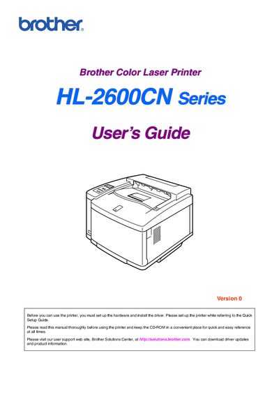 Brother HL-2600CN Series User Guide - cover page