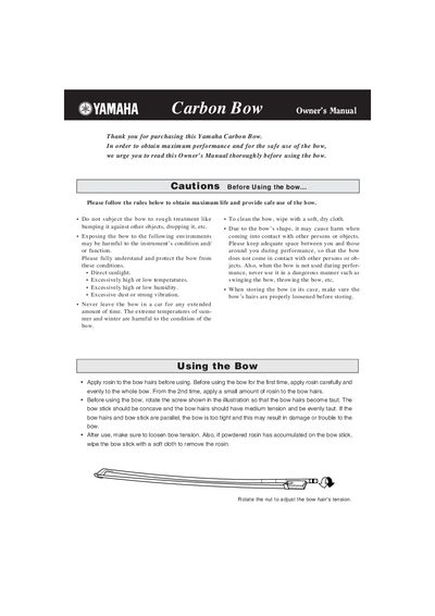 Yamaha Carbon Bow Owner's Manual - cover page