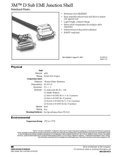 3M D Sub EMI Junction Shell Manual - cover page