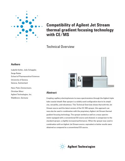 Agilent Jet Stream CE/MS Sprayer G1607B Technical Overview - cover page