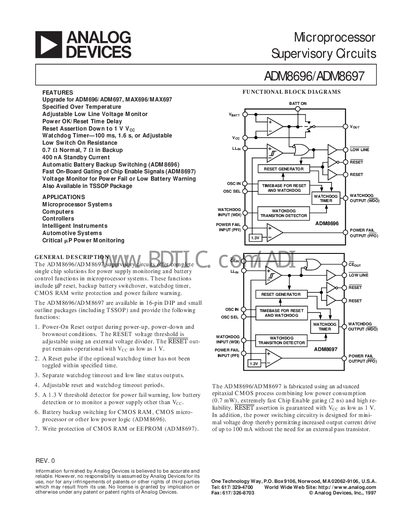 Analog Devices ADM8696/ADM8697 Datasheet - cover page