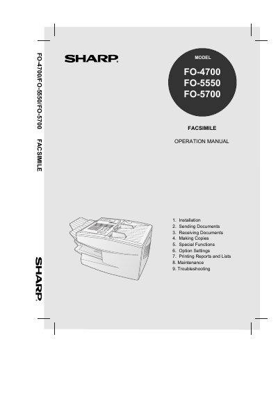 Sharp FO-5700 Facsimile Operation Manual