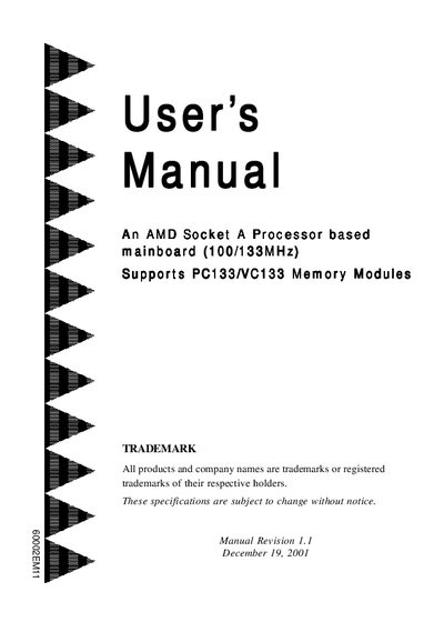 AMD Socket A Processor based mainboard(100/133MHz) user manual(2) - cover page