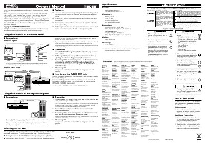 BOSS FV-500L Foot Volume Owner's Manual - cover page