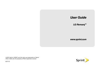 LG Remarq User Guide - cover page