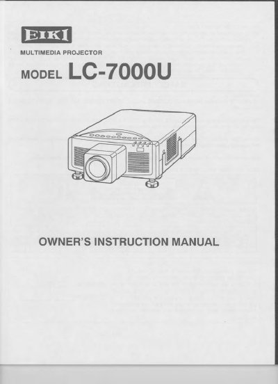 EIKI LC-7000U Multimedia Projector Owner's Instruction Manual - cover page