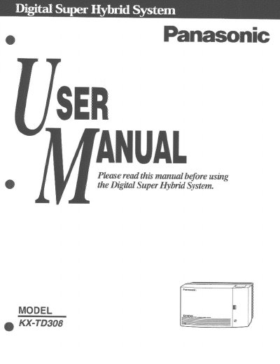 Panasonic KX-TD308 Digital Super Hybrid System User Manual - cover page