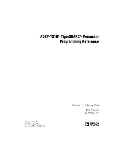 Analog Devices ADSP-TS101 Programming Reference - cover page