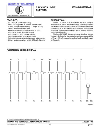 IDT IDT54/74FCT3827A/B Datasheet - cover page