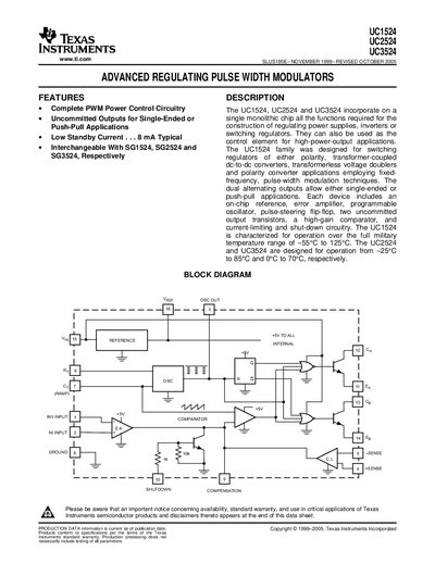 Texas Instruments UC1524/UC2524/UC3524 Datasheet - cover page