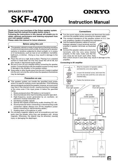Onkyo SKF-4700 Speaker System User Manual - cover page
