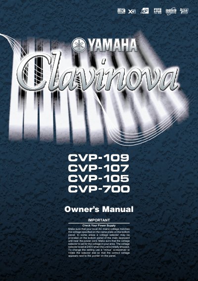 Yamaha CVP-109/107/105/700 Owner's Manual - cover page