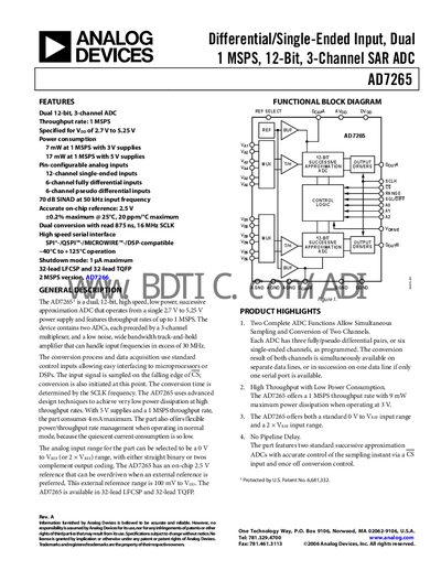 Analog Devices AD7265 Datasheet - cover page