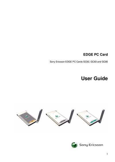 Sony Ericsson EDGE PC Card GC82/GC83/GC85 User Guide - cover page