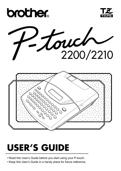 Brother P-touch 2200/2210 User's Guide - cover page