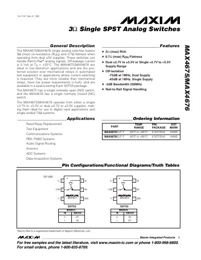 Maxim MAX4675/MAX4676 Datasheet - cover page
