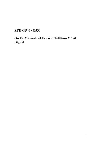 ZTE G540/G530 Mobile Phone User Manual - cover page