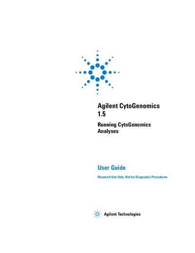 Agilent CytoGenomics 1.5 Running CytoGenomics Analyses Guide