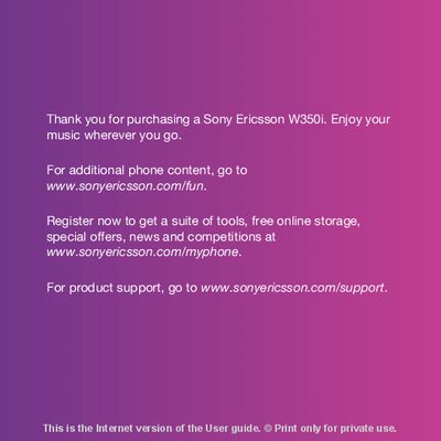 Sony Ericsson W350i Phone User Guide - cover page