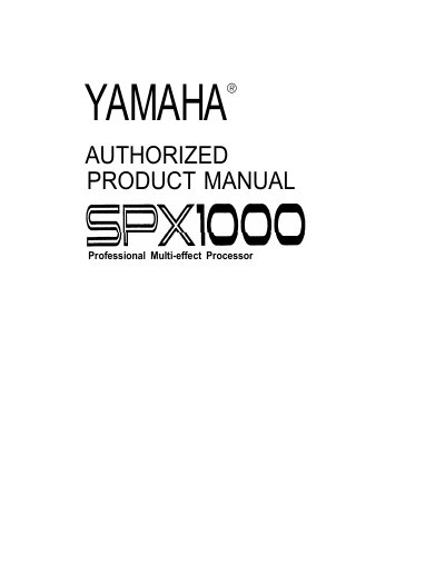 Yamaha SPX1000 Professional Multi-effect Processor Operation Manual
