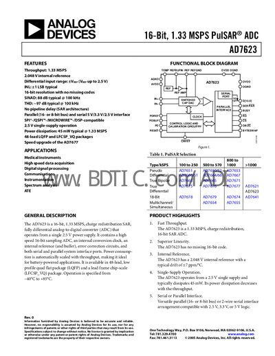 Analog Devices AD7623 Datasheet - cover page
