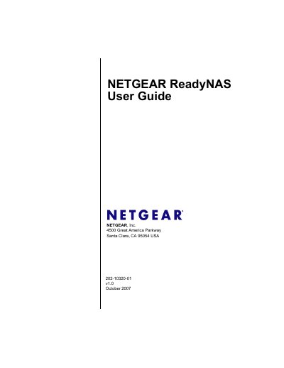 Netgear ReadyNAS User Guide - cover page