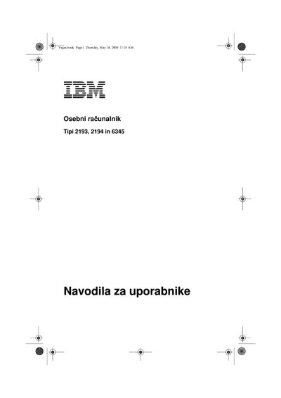 IBM Personal Computer Models 2193, 2194, 6345 User Guide - cover page