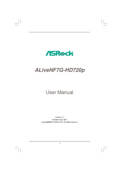 ASRock ALiveNF7G-HD720p Motherboard User Manual - cover page