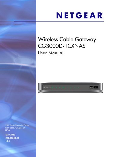 Netgear CG3000D-1CXNAS Wireless Cable Gateway User Manual - cover page