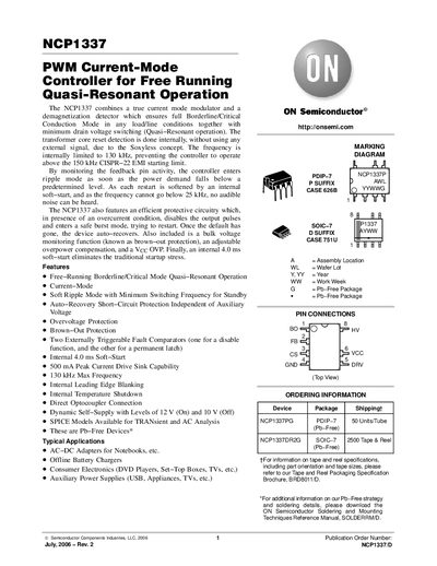 ON Semiconductor NCP1337 Datasheet - cover page
