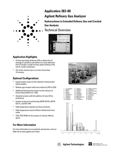 Agilent Application 283-00 Refinery Gas Analyzer Technical Overview - cover page