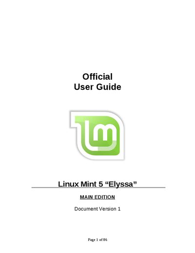 Linux Mint 5 Elyssa User Guide - cover page