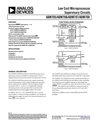 Analog Devices ADM705/ADM706/ADM707/ADM708 Product Handbook - cover page
