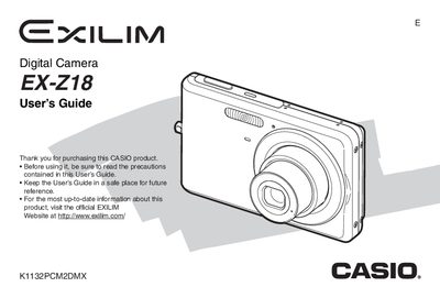 CASIO EX-Z18 Manual - cover page