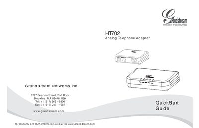 Grandstream HT702 Analog Telephone Adapter Quick Start Guide