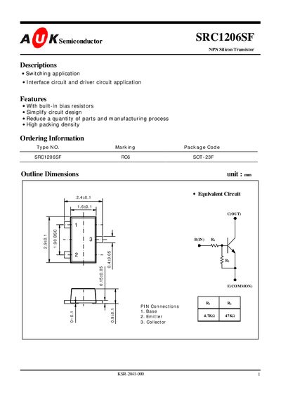 A K Semiconductor SRC1206SF NPN Transistor Datasheet
