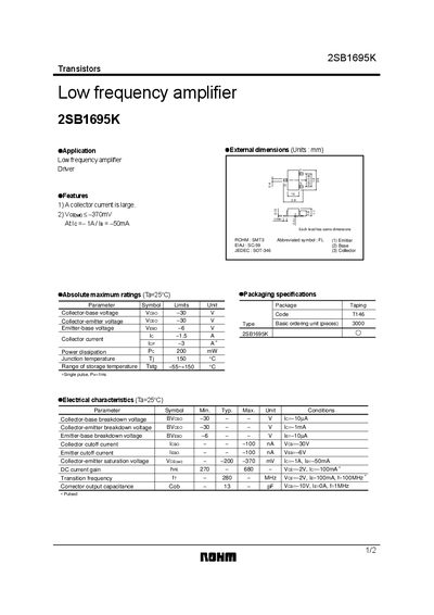 ROHM 2SB1695K Datasheet
