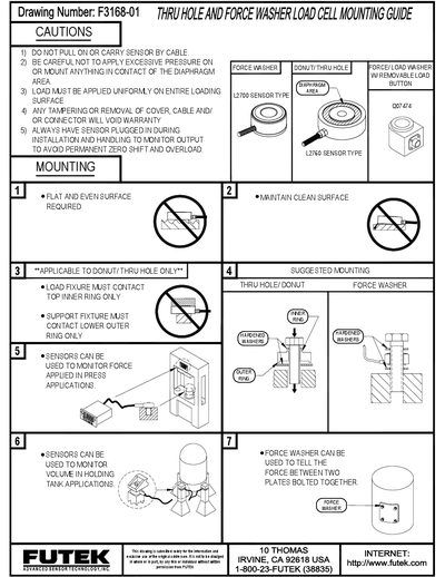 FUTEK L2700/L2760 Force Sensor Installation and Use Instructions