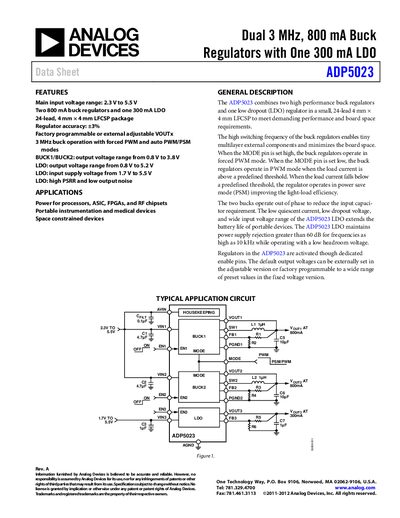 Analog Devices ADP5023 Datasheet - cover page